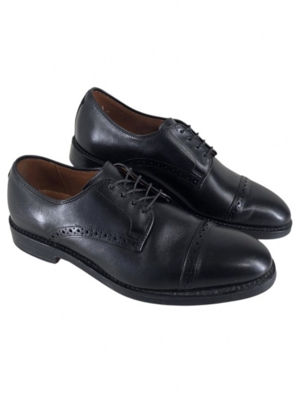 Vtg Ralph Lauren Black Leather Brogue Cap Toe Oxford Dress Shoes Mens 8.5D USA